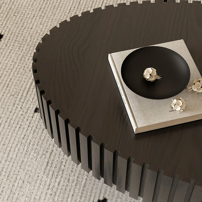 Modern Oval Coffee Table - Black MDF Storage