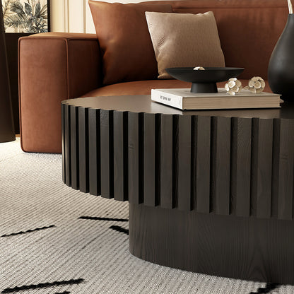 Modern Oval Coffee Table - Black MDF Storage