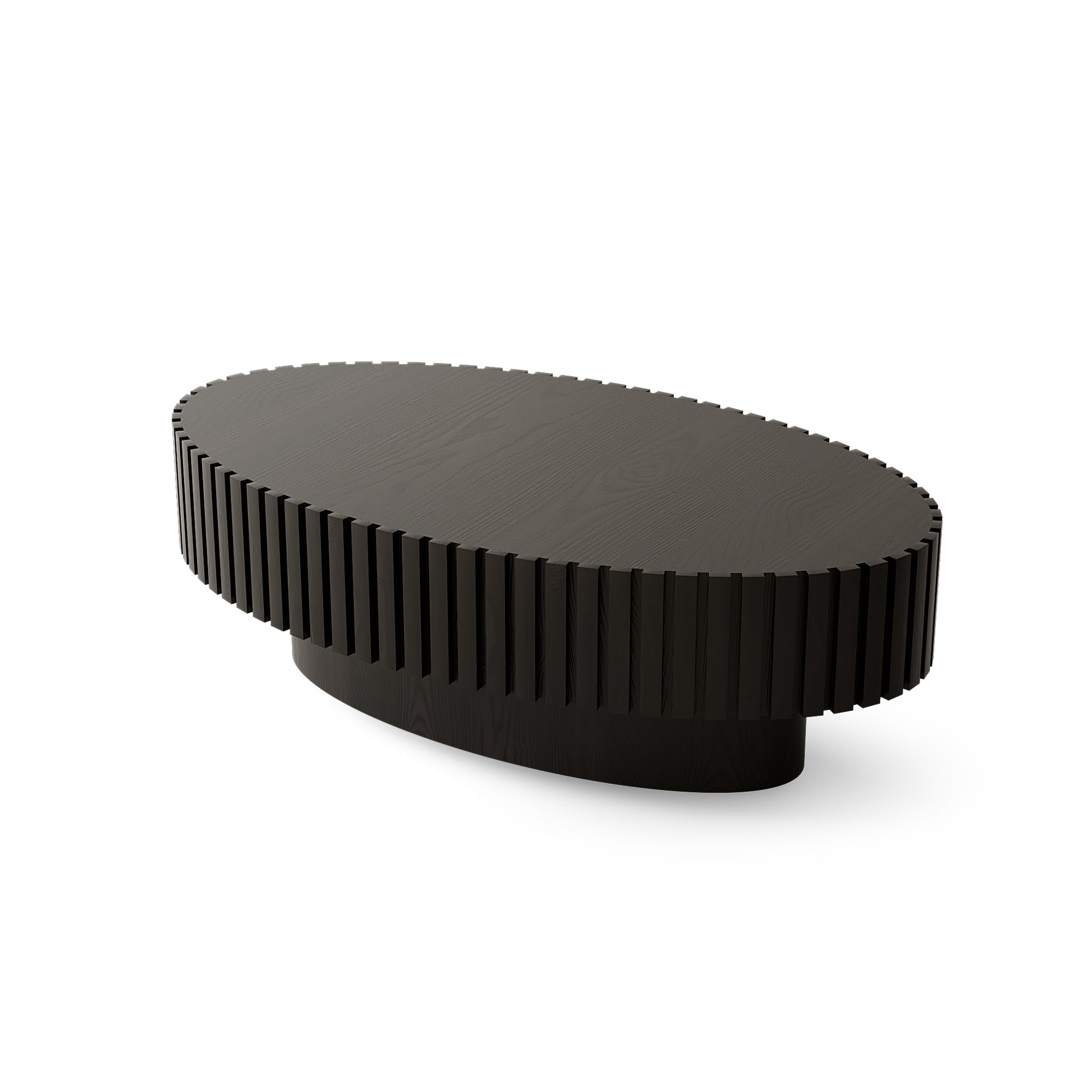 Modern Oval Coffee Table - Black MDF Storage