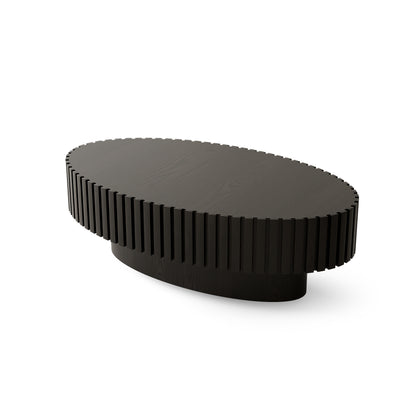 Modern Oval Coffee Table - Black MDF Storage