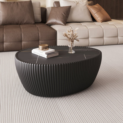 Black Goose Egg Coffee Table - 32" MDF Leather