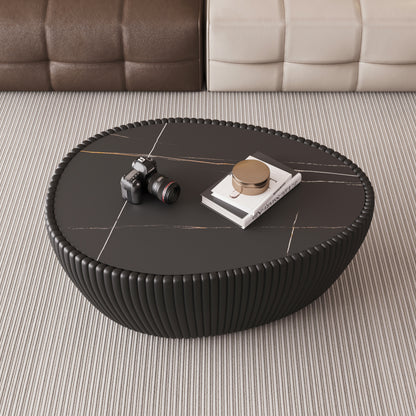 Black Goose Egg Coffee Table - 32" MDF Leather