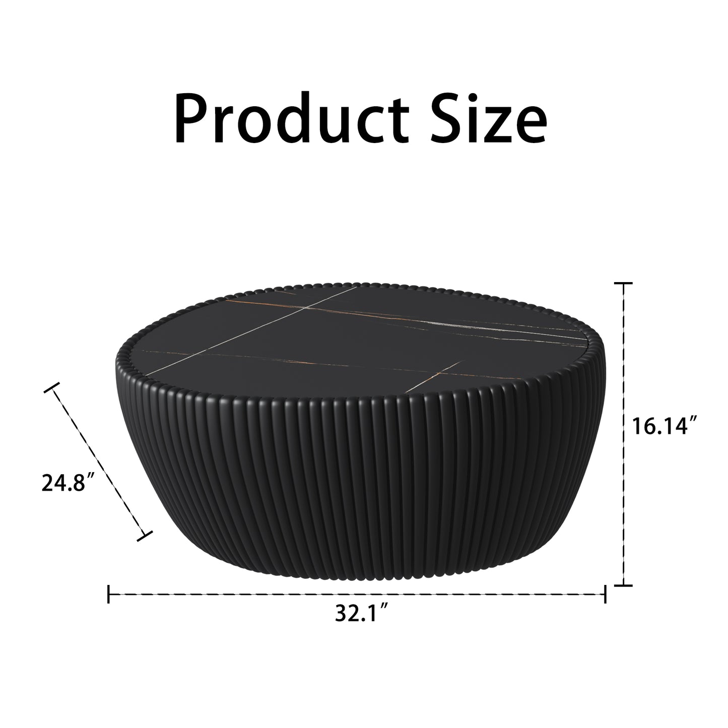 Black Goose Egg Coffee Table - 32" MDF Leather