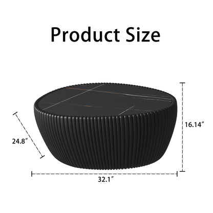 Black Goose Egg Coffee Table - 32" MDF Leather