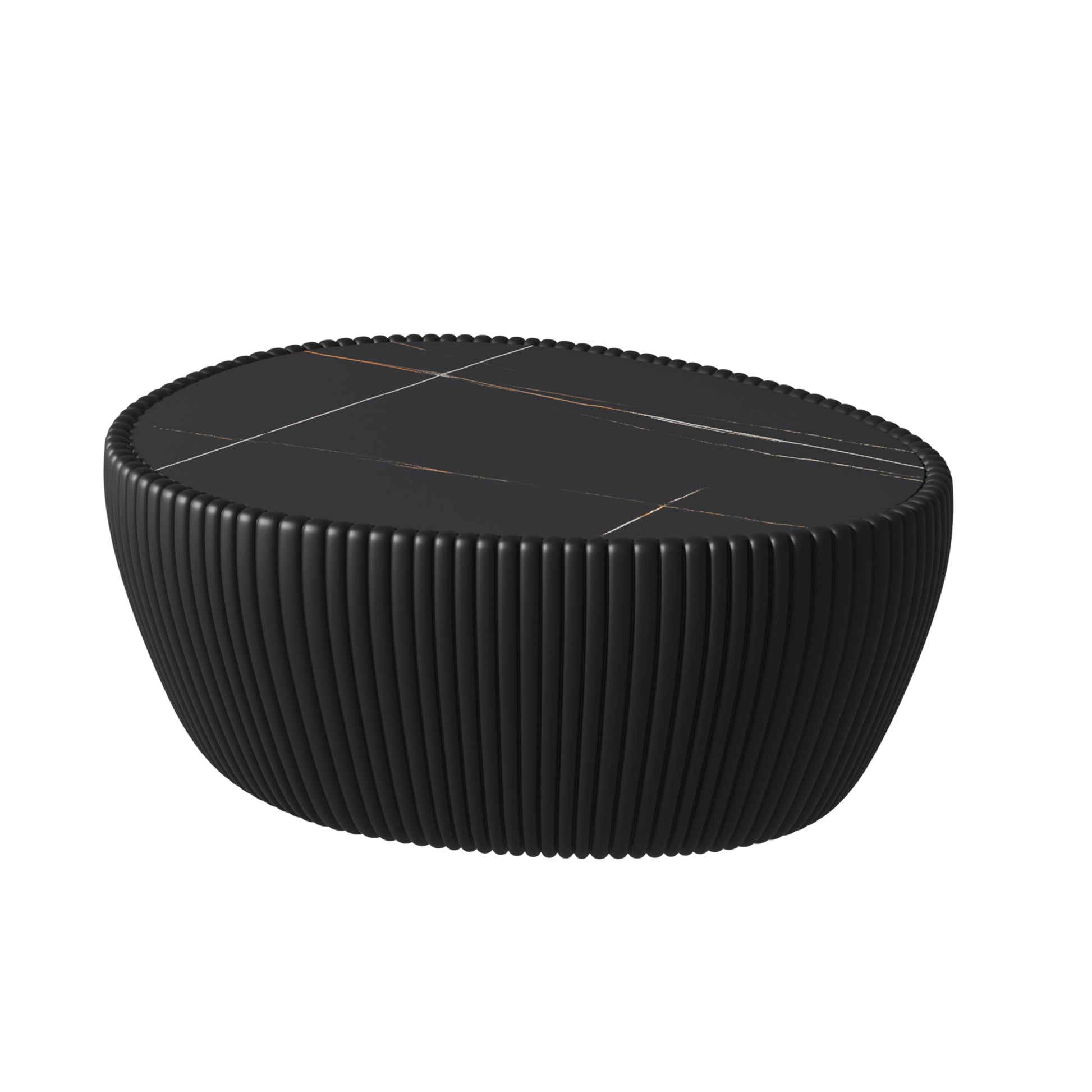 Black Goose Egg Coffee Table - 32" MDF Leather