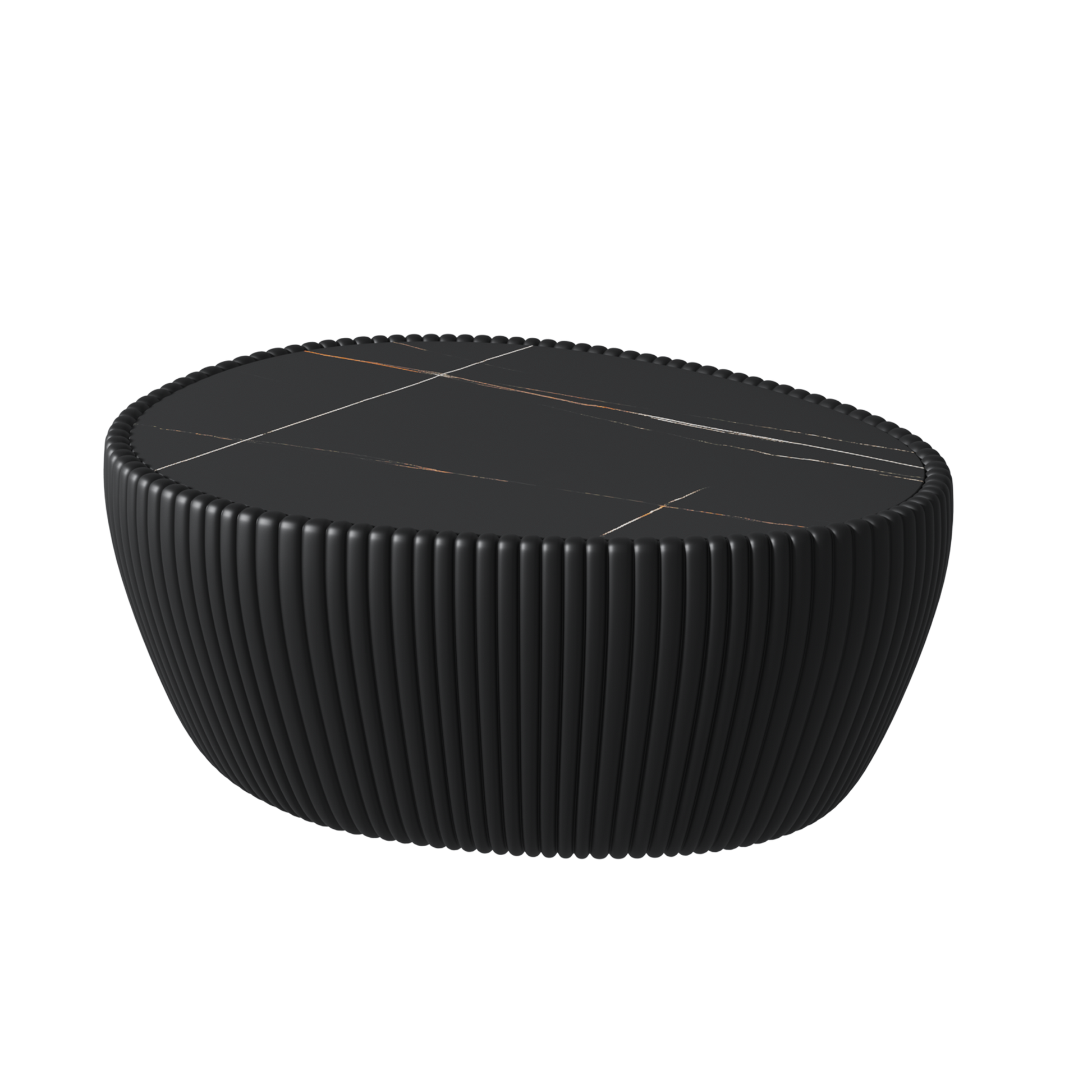 Black Goose Egg Coffee Table - 32" MDF Leather