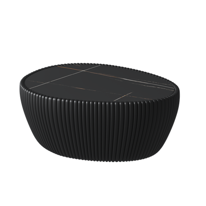 Black Goose Egg Coffee Table - 32" MDF Leather