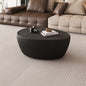 Black Sintered stone Top goose eggs Shape Leather Coffee modern Sofa Table for Living Room furniture ( Each tabletop has a unique pattern)