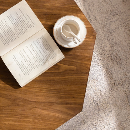 Walnut Round Coffee Table with Modern MDF Finish, 30.51 Inch for Living Room