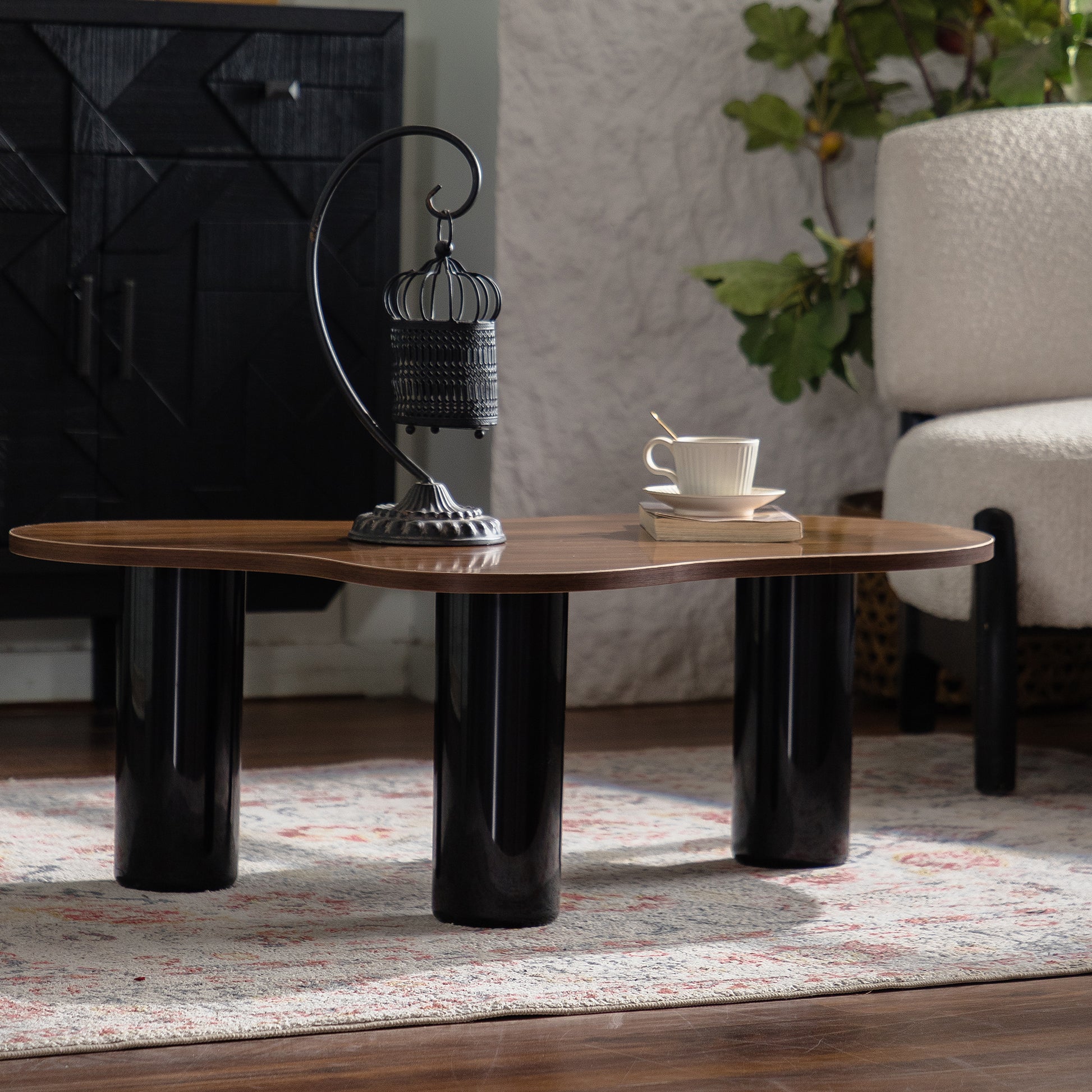 Black Wood Modern Coffee Table - 39.37" H x 25.98" W x 13.78"