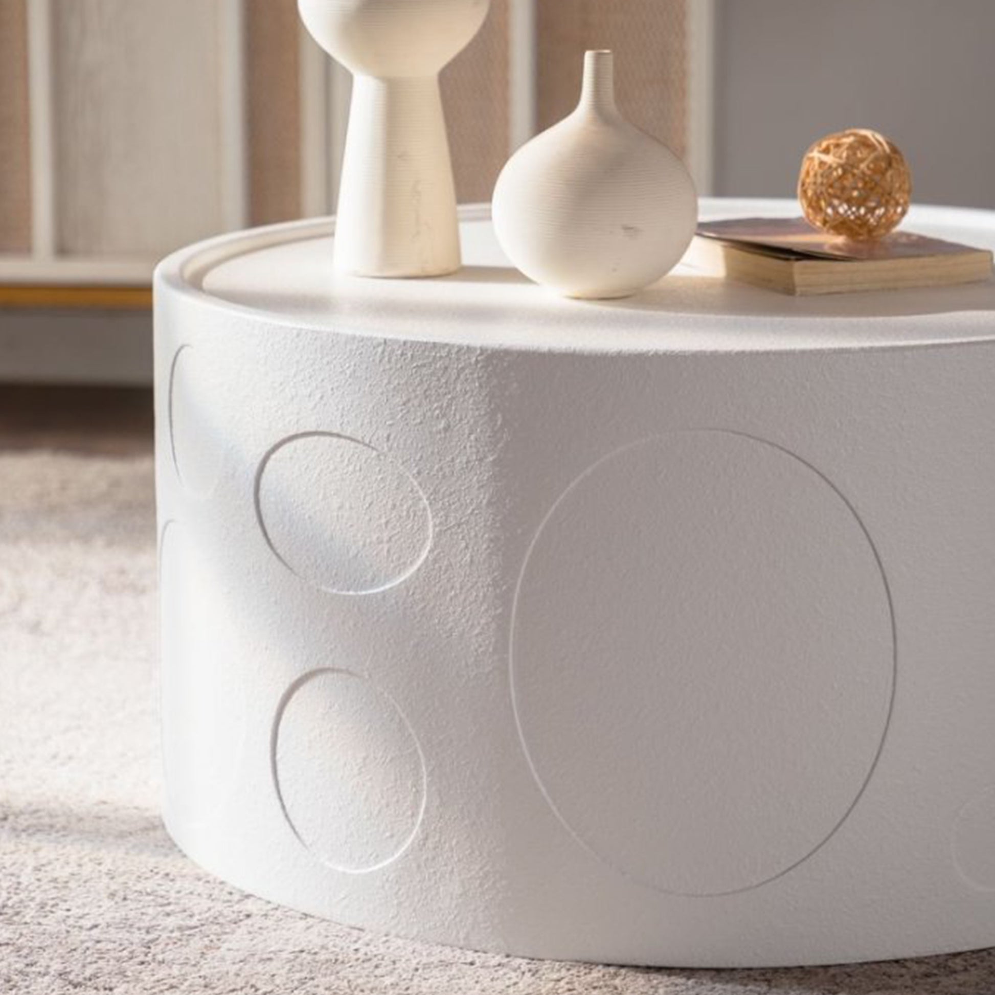 Creamy White Round Side Table - 27.56" Living Room Table