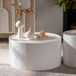 Round Side Table Handcrafted Relief Sturdy Pedestal Wooden SideTable for Living Room no need to Assemble