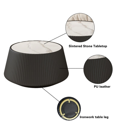 Round Black Gold Coffee Table - Modern Sofa Table