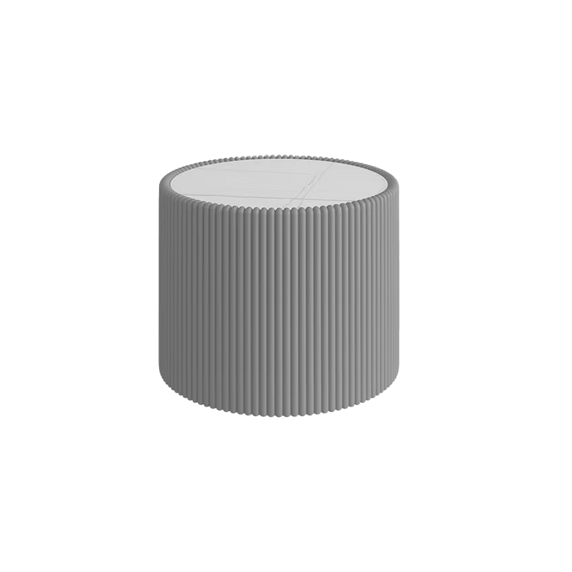 Grey White Gold Cylindrical End Table - Modern Coffee Table for Living Room