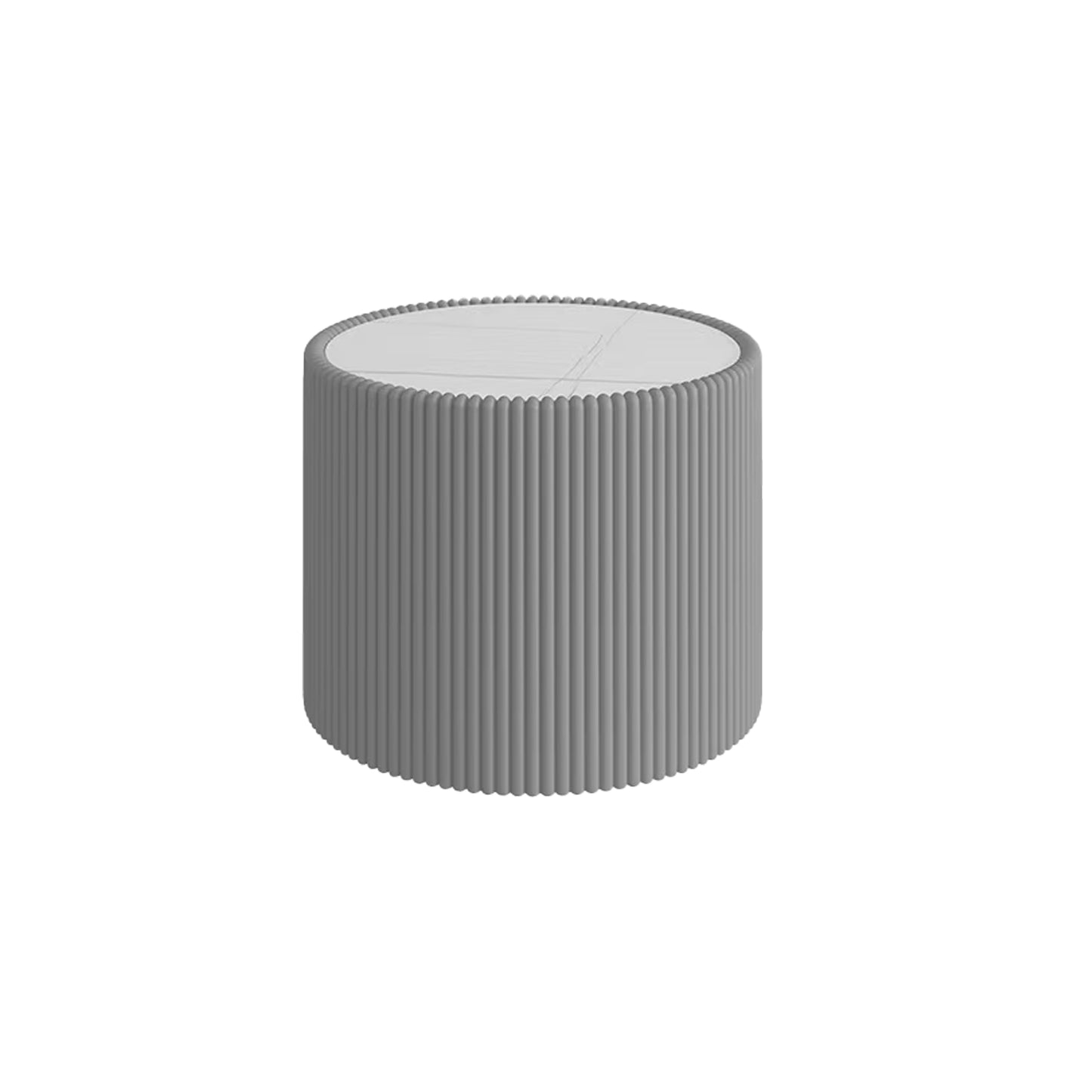 Light Sintered stone Top Cylinder Shape Leather Coffee modern Sofa Table for Living Room furniture (Each tabletop has a unique gold pattern)