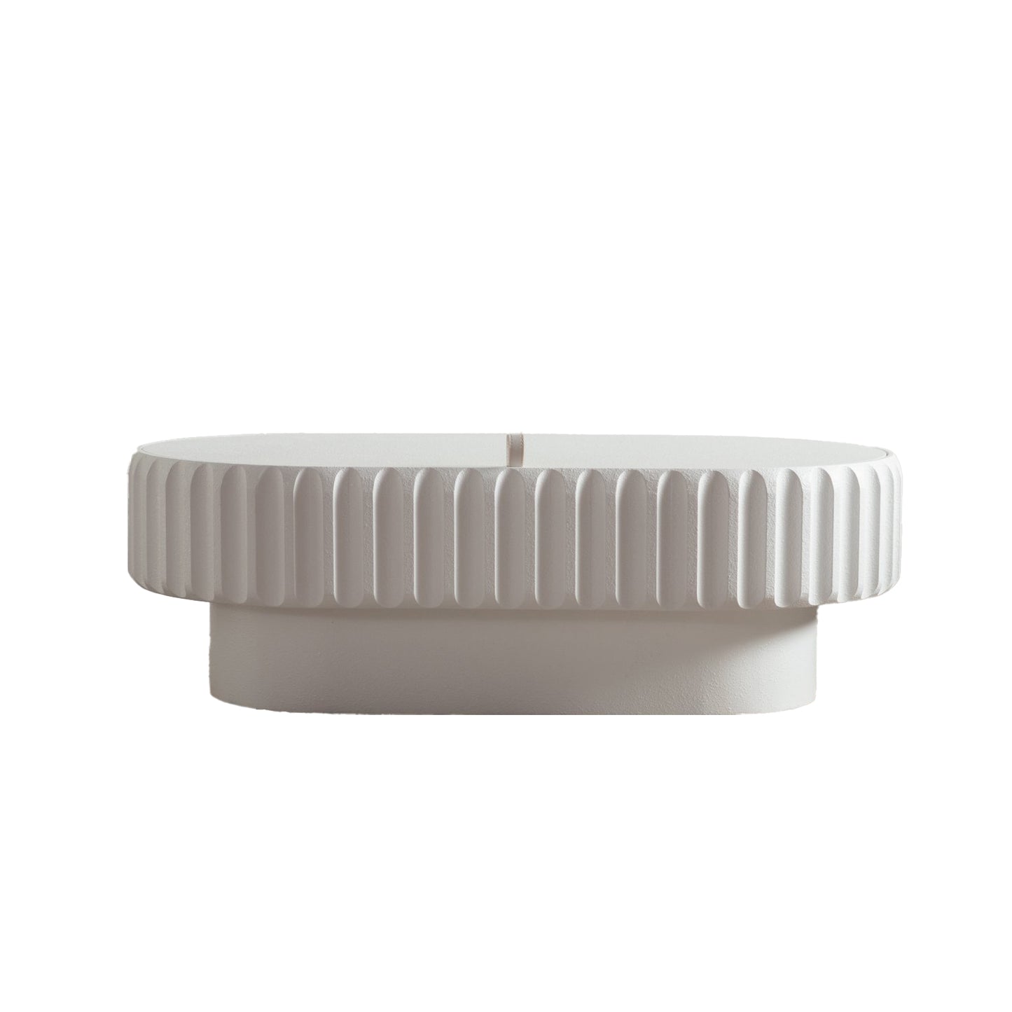 Cream White Oval Desk Top - Modern Storage Table for Living Room