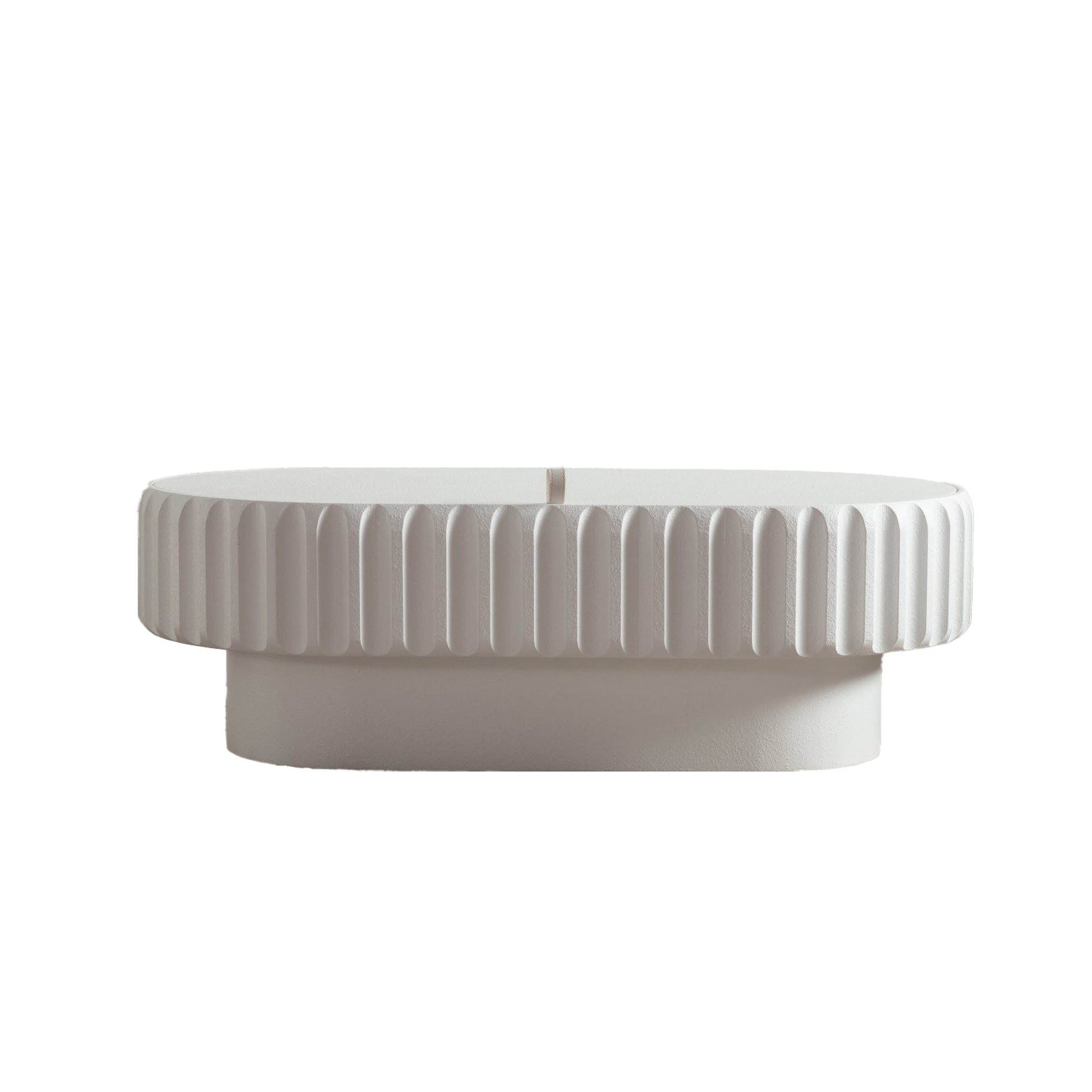 Cream White Oval Desk Top - Modern Storage Table for Living Room