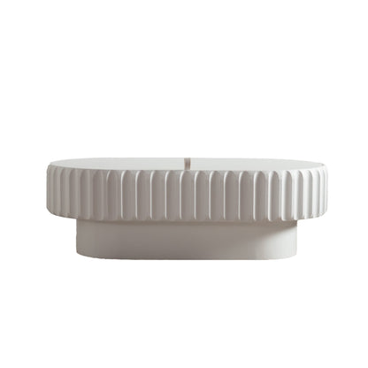 Cream White Oval Desk Top - Modern Storage Table for Living Room
