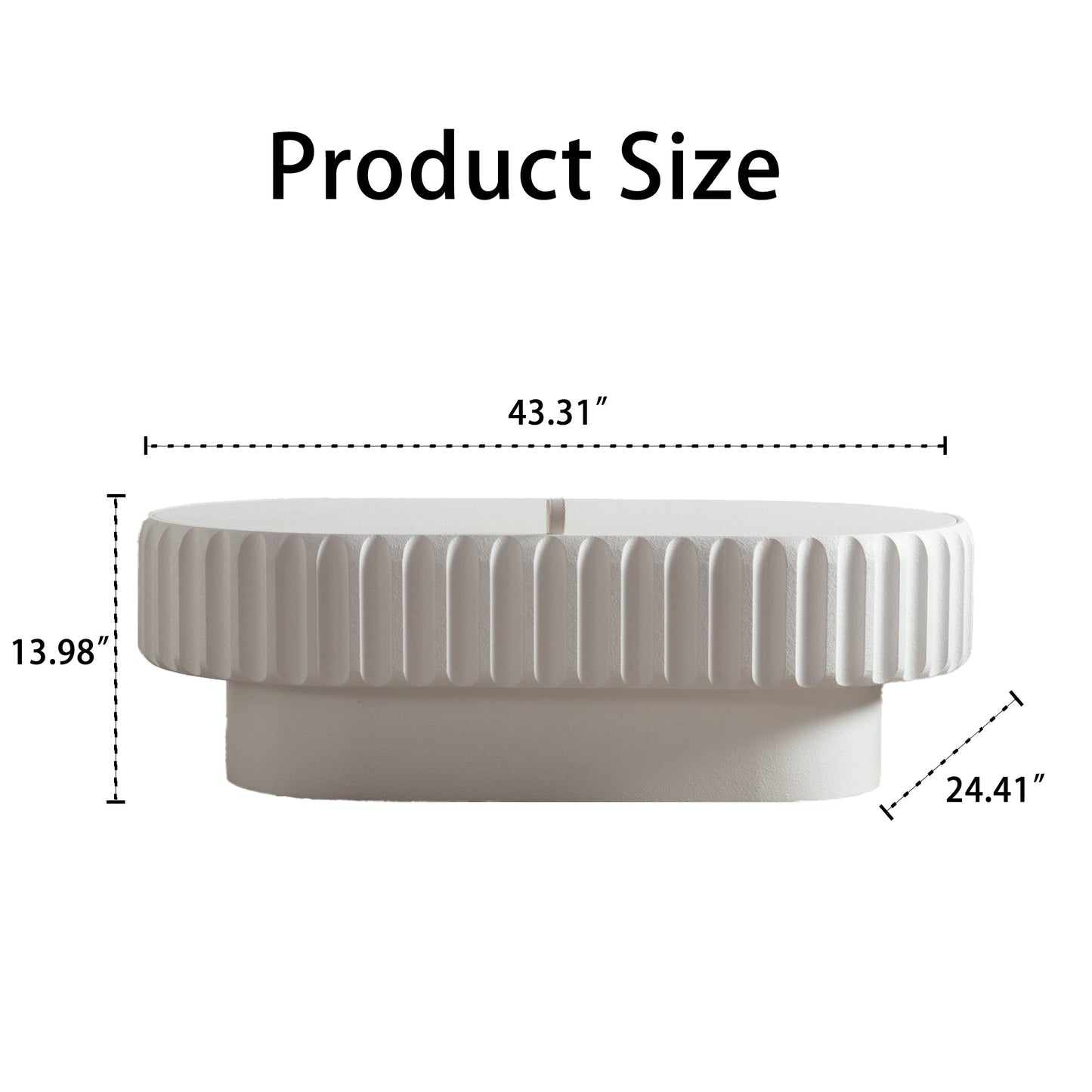 Cream White Oval Desk Top - Modern Storage Table for Living Room