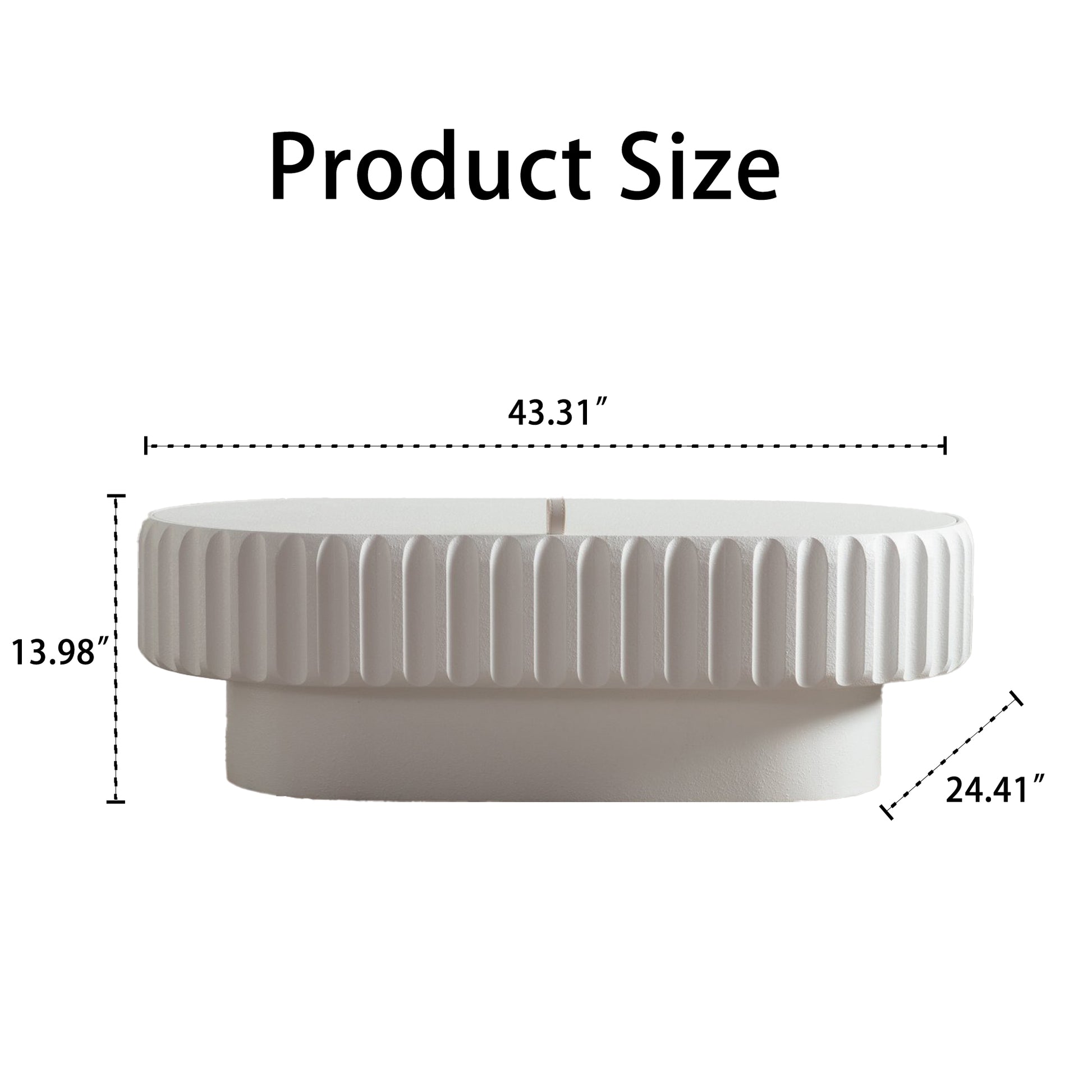 Cream White Oval Desk Top - Modern Storage Table for Living Room
