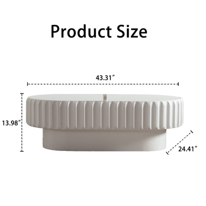 Cream White Oval Desk Top - Modern Storage Table for Living Room