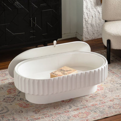 Fluted Storage Table with Lift-Off Lid, Sleek Texture, Perfect for Modern Living