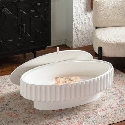 Fluted Storage Table with Lift-Off Lid, Sleek Texture, Perfect for Modern Living