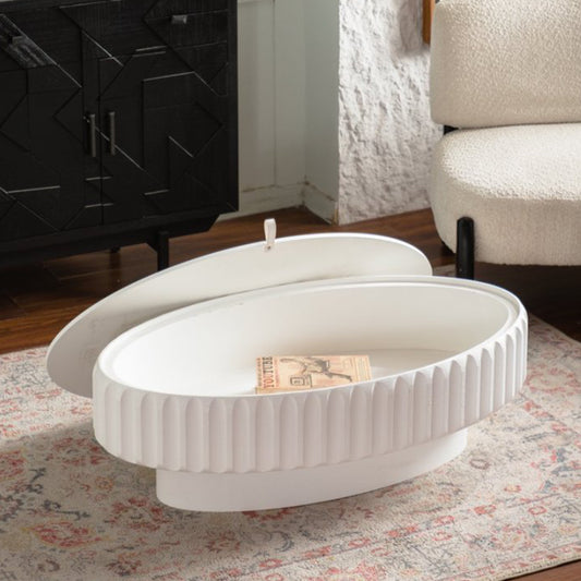 Fluted Storage Table with Lift-Off Lid, Sleek Texture, Perfect for Modern Living