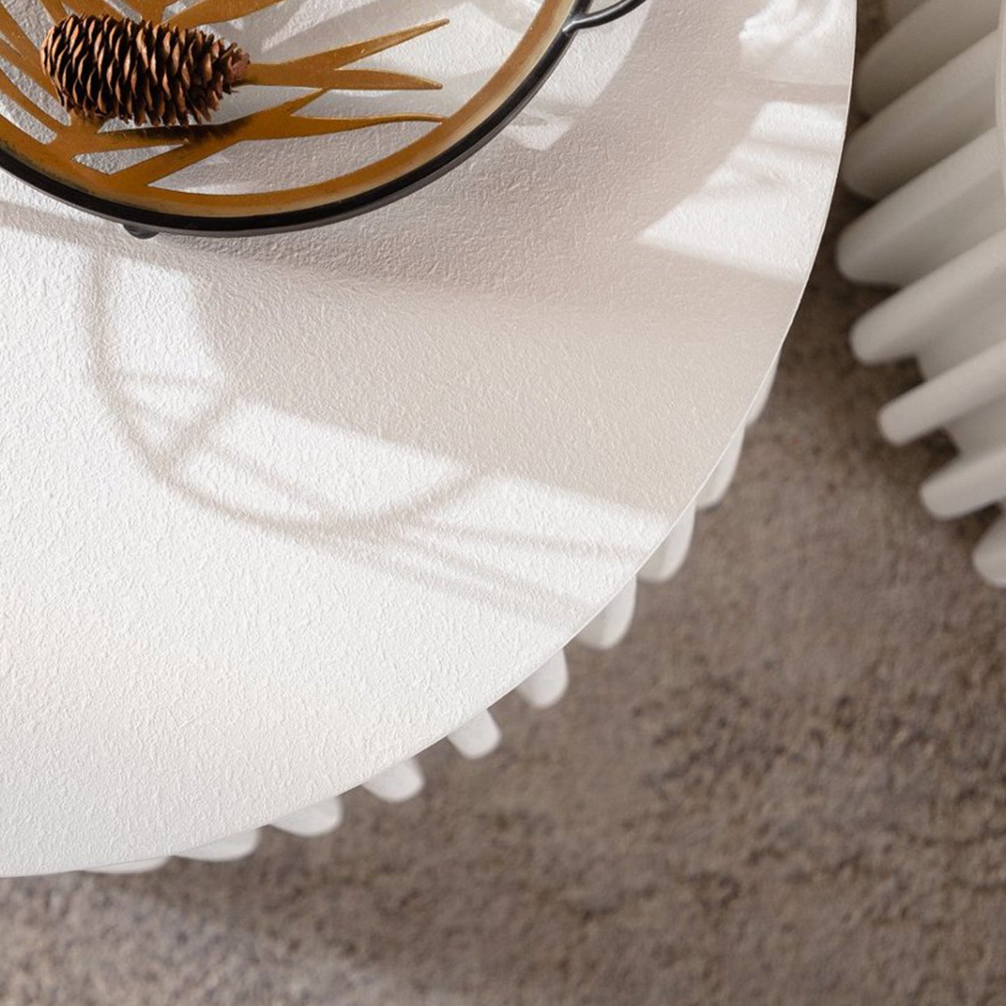 Cream White Round Storage Table - Coffee Table