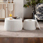 White Round Storage Table Set with Lift-Off Lid, Nesting Design, Elegant Curved-Edge Shape for Cozy Living Room Styling