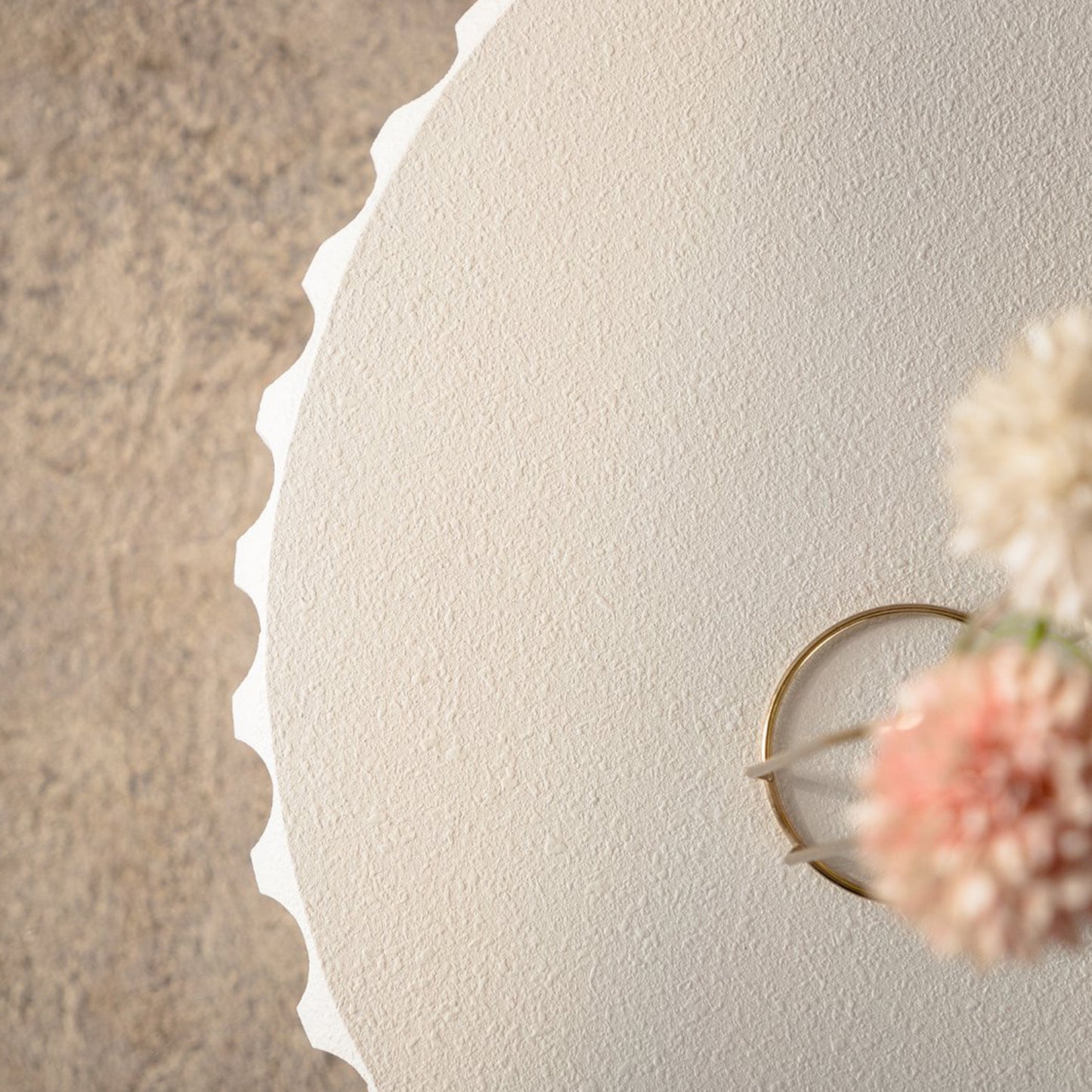 White Scalloped Round Coffee Table - Cream White MDF