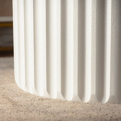 White Scalloped Round Coffee Table - Cream White MDF