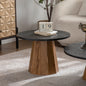 Round Coffee Table Sturdy Pedestal Wooden Tea Table for Living Room Easy to Assemble