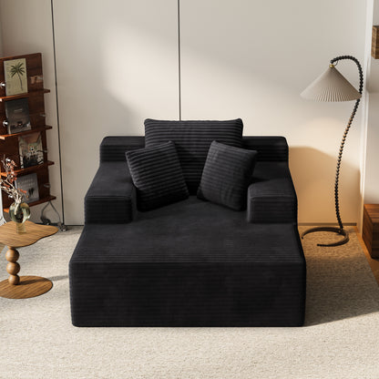 Extra Large Black Corduroy Lazy Sofa Chair for Living Room