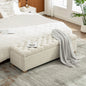 60.2'' Wide Chenille Upholstered Storage End of Bed Bench, Tufted Flip-Top Accent Window Bench Footrest Stool Ottoman with Legs for Living Room, Bedroom, Entryway, Dining Room, Dorm, Corner, Beige
