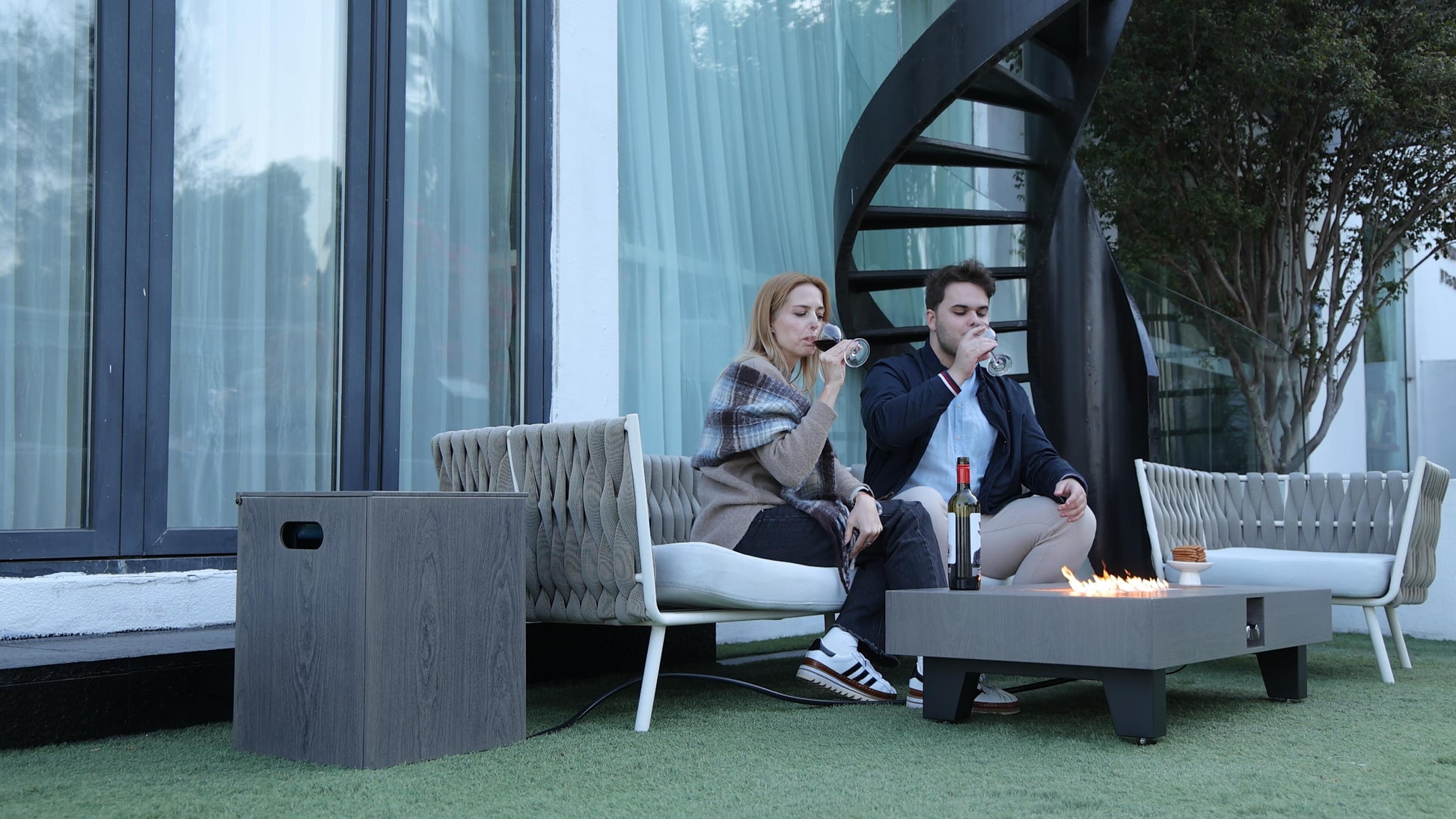 54 Inch Black Outdoor Fire Pit Table - Patio Heater