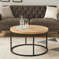 31.5" Round Coffee Table for Living Room, Modern Industrial Wood Circle Center Table with Sturdy Metal Legs, Thick Scratch-Resistant Top, Natural Oak Finish
