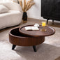 30.71" Round Coffee Table with Hidden Storage - Solid Wood & MDF Mid-Century Modern Coffee Table, Dark Wood Finish with Black Legs for Living Room/Apartment