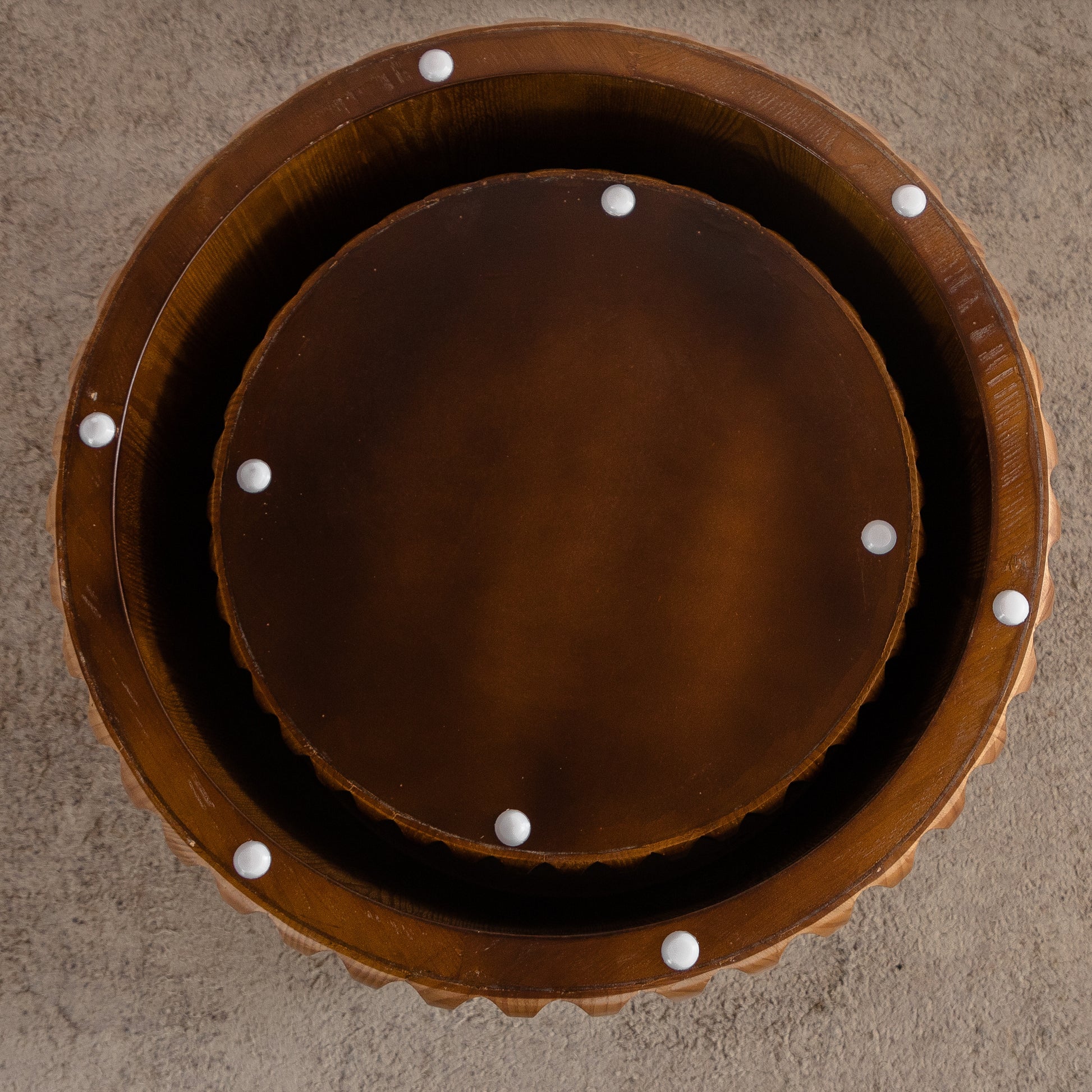 Walnut Wood Nesting Coffee Table Set - 2 Piece Round Tables for Living Room