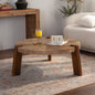 36.61" Round Herringbone Coffee Table - Solid Wood & MDF Rustic Coffee Table with Tapered Legs, Natural Distressed Wood Finish for Living Room