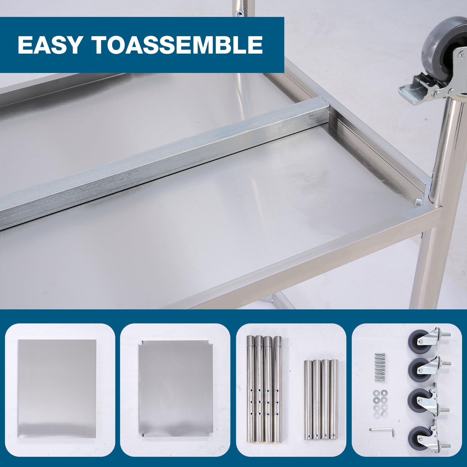 30 Inch Stainless Steel Kitchen Table - Silver