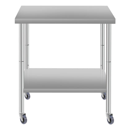 30''*24'' Commercial Work Table for Restaurant and Home Stainless Steel Kitchen Prep Table with Under Shelf and wheels