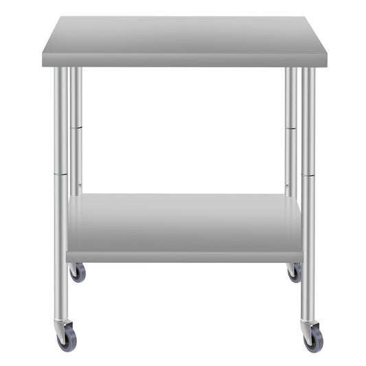 30''*24'' Commercial Work Table for Restaurant and Home Stainless Steel Kitchen Prep Table with Under Shelf and wheels