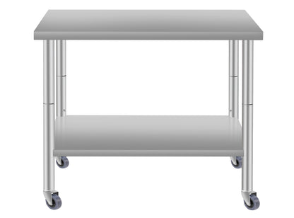 36''*24'' Commercial Work Table for Restaurant and Home Stainless Steel Kitchen Prep Table with Under Shelf and wheels
