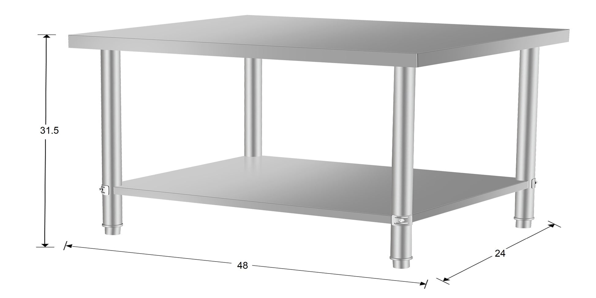 48 Inch Stainless Steel Kitchen Table - Silver