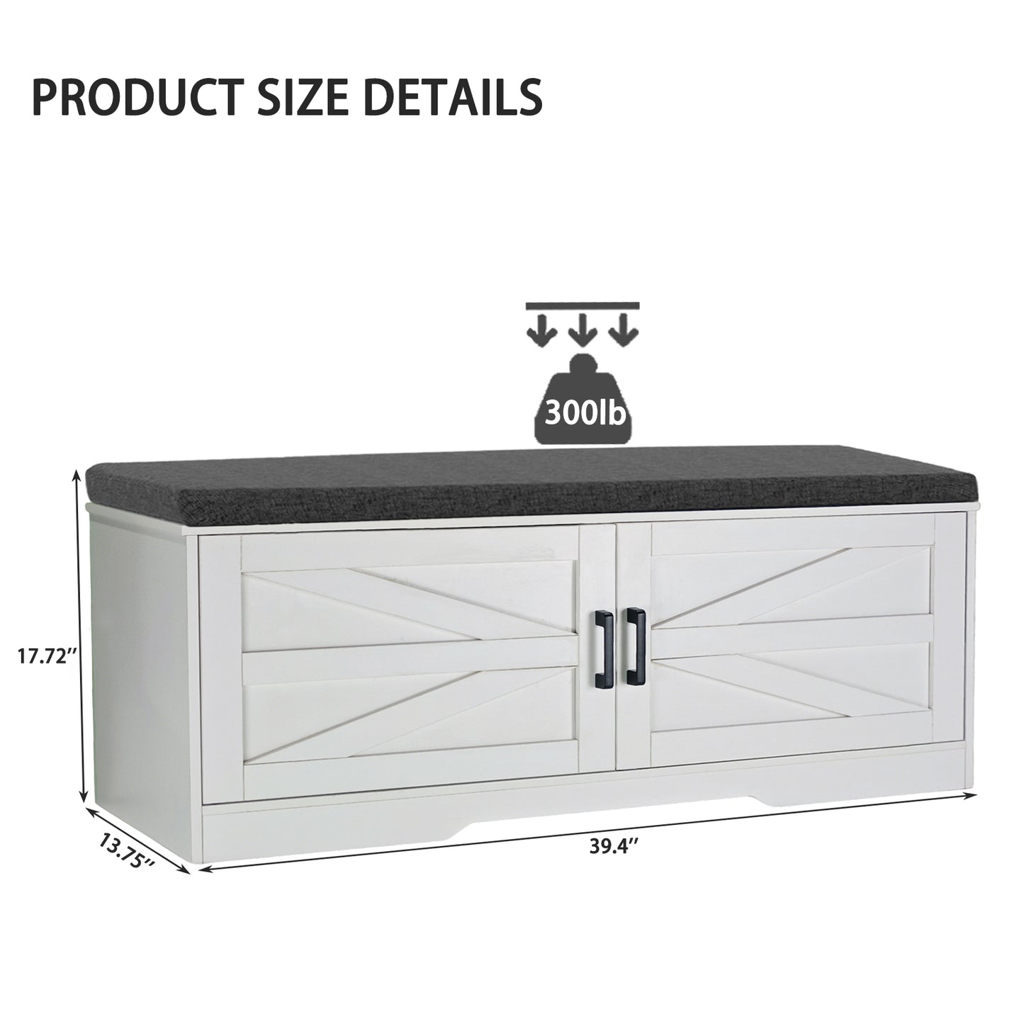 White Storage Bench with Shoe Seat - 2 Tier Entryway Bench