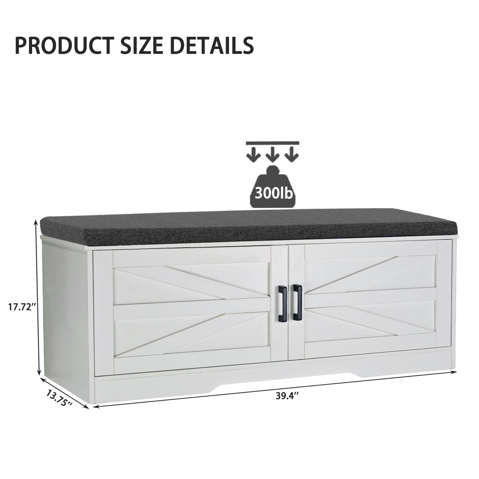 White Storage Bench with Shoe Seat - 2 Tier Entryway Bench