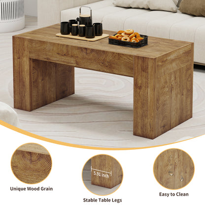 48" Rectangle Wooden Coffee Table with Drawers for Living Room