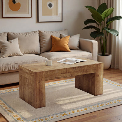 48" Rectangle Wooden Coffee Table with Drawers for Living Room