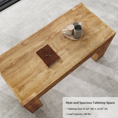 48" Rectangle Wooden Coffee Table with Drawers for Living Room